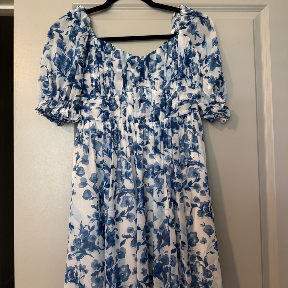 Abercrombie Floral Blue and White Dress